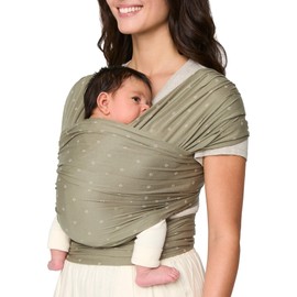 Ergobaby Sustainable Knit Aura Baby Carrier Wrap for Newborn to Toddler (8-25 lbs) - Comfortable, Ergonomic, & Ultra-Soft Newborn Wrap Carrier - One Size Fits Most - Rayon, Olive Diamond