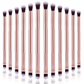 12 Brochas de Sombra de Ojos 2 en 1 de Doble Punta, Brocha Correctora para Debajo de Los Ojos, Aplicador de Maquillaje para Mezclar Sombra