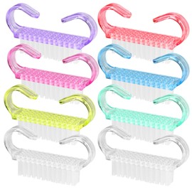 Pack of 8 Nail Brush, Abeillo Fingernail Brush, Plastic Handle, Fingernail Exfoliating Cleaning Brushes, Manicure Dust Brush, Pedicure Scrubbing Tool for Toes and Nails (7 Colours)