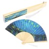 2Pcs Bamboo Silk Folding Fan, Bamboo Handheld Fans Starry Night