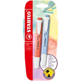 Highlighter - STABILO swing cool Pastel - Pack of 2 - Cloudy Blue/Mellow Coral Red
