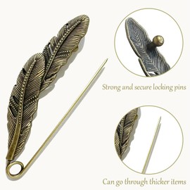 6PCS Extra Large Decorative Safety Pins for Clothing, Vintage Brooch Pins for Women, Giant Retro Sweater Lapel Pins (Bronze) – Fashion Jewelry Accessories for Scarves, Hats, DIY Crafts