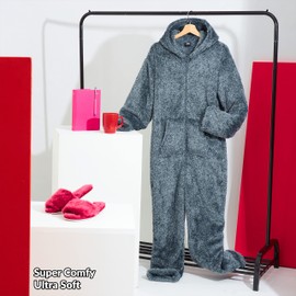 CityComfort Women's Onesie, Jumpsuit, Cuddly Fleece Pyjamas, S-XL, gray