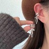 Yienate Funky Bow Ear Cuff Earrings Silver Statement Bow Tie