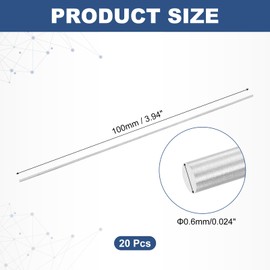 sourcing map 20Pcs Round Steel Rods, 0.6mm x 100mm SKD11 Steel Solid Lathe Bar Stock Tool for Shaft Gear Drill Lathes Boring Machine