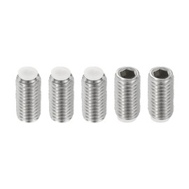 PATIKIL M8x20mm Nylon Tip Grub Screw, 5pcs 304 Stainless Steel Metric Hex Socket Head Cup Point Anti Slip Set Screws Internal Hex Drive Hardware