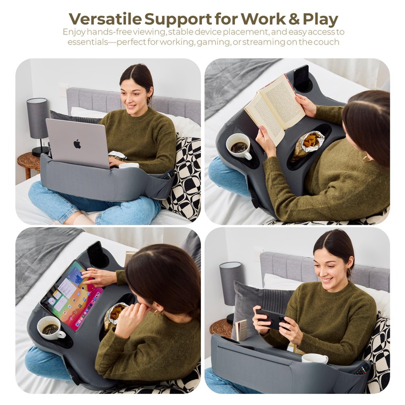 TabCouchCaddy Lap Desk Pillow - Cushioned Lap Pillow for Reading,