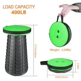 Boreeman Upgraded Folding Stool Lightweight Yet More Sturdy with Load Capacity 400lbs Portable Collapsible Stool for Camping Fishing Hiking BBQ (Green)