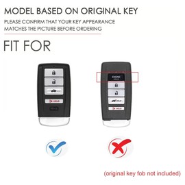 Hontumax Genuine Leather 4-Button Key Fob Case for Acura RDX TLX ILX MDX NSX RLX (2014-2023) Key Fob Protector Accessories (Blue)