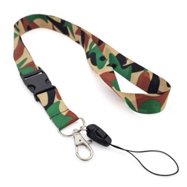 Camouflage Camo Lanyard Detachable Neck Strap for ID Card Badge Holder Swivel Metal Lobster Clip Keys Key Ring