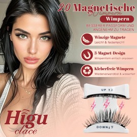 Higu clace Magnetic Eyelashes, Magnetic Eyelashes Without Eyeliner, Magnetic Eyelashes with Applicator, Eyelashes Magnetic Natural Look, No Glue Required Eyelashes Magnetic (KIT-A)