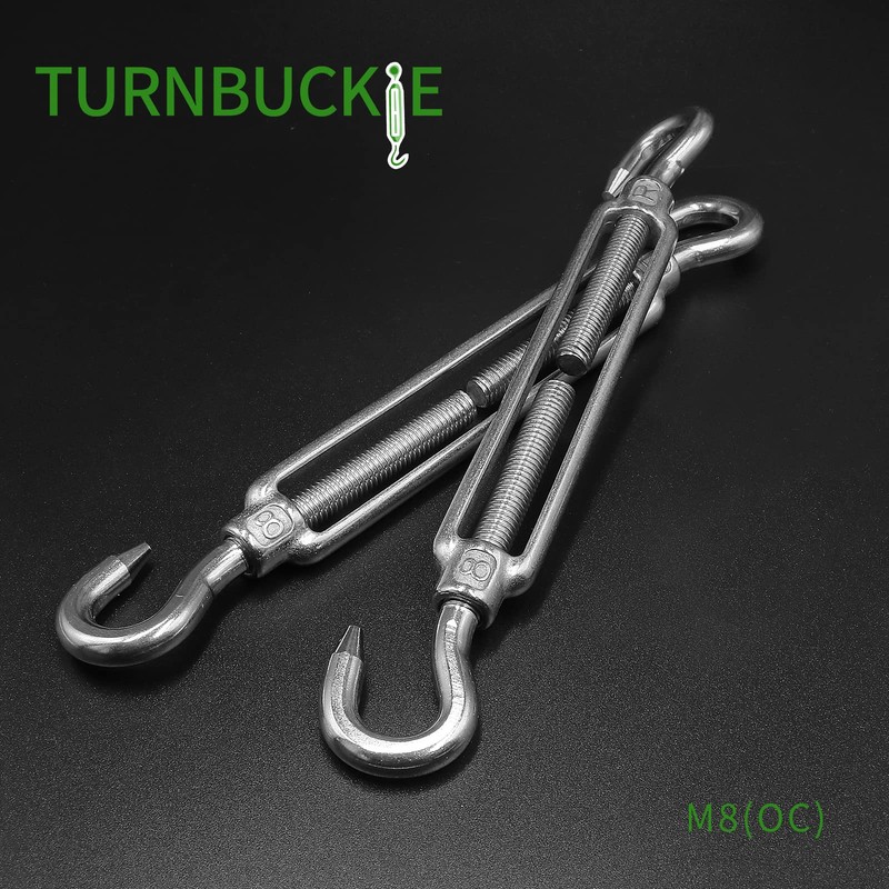 Jamiikury 3PCS M8 Hook & Hook Turnbuckle 304 Stainless Steel