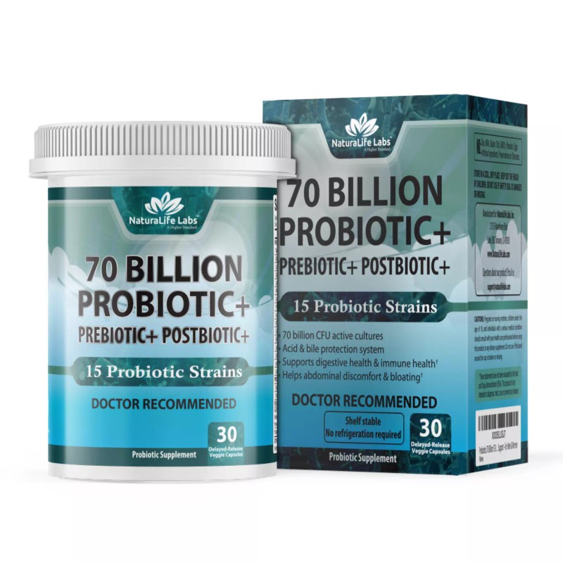 NaturaLife Labs Probiotics 70 Billion CFU – 15 Probiotic strains