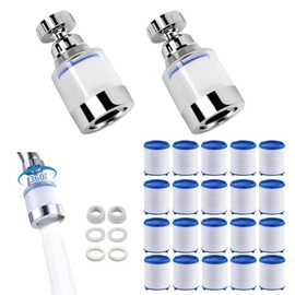 Filtro de Agua para Gasa de 360 Grados,con 2 Filtros y 20 Elementos de Filtro,Purificador De Agua,Filtro Para Agua Potable,Elimina el Fluoruro de Clor