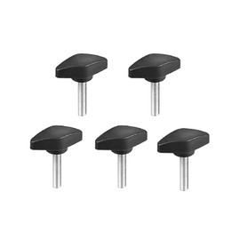 MACHSWON Clamping Handle Screw Knobs Handle for Lathes Mechanical Equipment Instruments and Industrial Equipment Clamping Knob Threaded T-Shape Black M6 x 30mm 5pcs