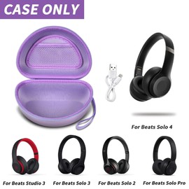 Comecase Travel Hard Carrying Case Compatible with Beats Solo 4/ for Beats Studio Pro x Kim Kardashian/for Beats Solo3/ for Beats Studio3/ for Beats Solo2/ Solo Pro Bluetooth On-Ear Headphones - Purple