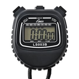LINKSY LS003BA 1/100 Second Stopwatch Split Dial Time with Clock, Alarm and Calendar Function, Black