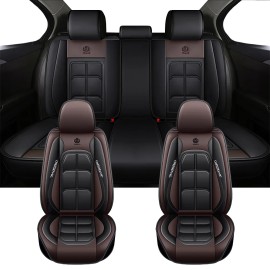 Xiangta High-quality Leather Anti-slip All-season Interior Accessories 5-Seat Waterproof Leather with Breathable Design for CarsSize: Universal Size, Color: Black & Coffee