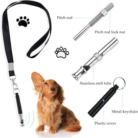 Qubccum 2 Pack Ultrasonic Dog Whistle, Dog Whistle to Stop Barking, Adjustable Frequencies Ultrasonic Training Tools with Free Lanyard Strap, Long Range Silent Dog Whistle for Recall Training