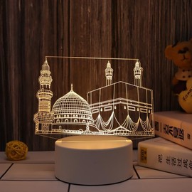 Al-Muallim Books Acrylic USB Islamic 3D LED Night Lamp – Kaaba & Masjid Nabawi Design