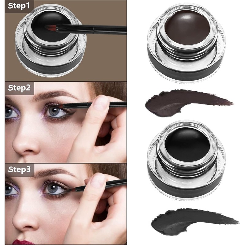 2Pcs Waterproof Eyebrow & Eyeliner Gel - 2 Colors, Long-Lasting