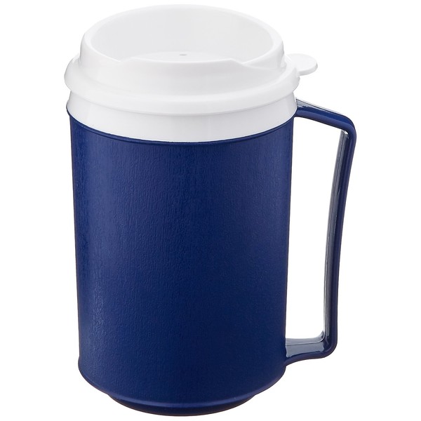 Sammons Preston Insulated Mug with Tumbler Lid, Durable Container for Hot and Cold Liquid Beverages, Tea, Smoothies, 12 oz Blue Travel Coffee Cup with Lid for Elderly, Disabled, Handicapped, Weak Grip