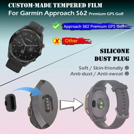 MTHGH Protector de Pantalla compatible con Garmin Approach S62 Premium GPS Golf Smartwatch [4 Pcs] + Tapones Anti-polvo 5Pcs, Cristal Templado 9H Dureza Película Libre de Burbujas Cubierta Protectora
