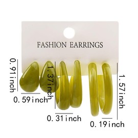 Bohemian Boho Round Circle Hoop Dangle Drop Earrings Teardrop Waterdrop Earrings for Women Studs Green Circle Earrings 3Pairs Lightweight Minimalist Vintage Polished Earrings