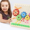 Wooden Peg Board Game DIY Mushroom Nails Jigsaw Puzzle Preschool