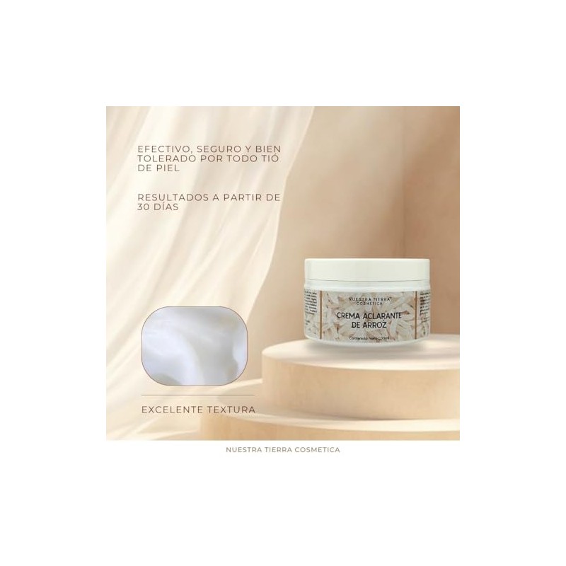 Nuestra Tierra Cosmética Crema Aclarante de Arroz con Niacinamida y