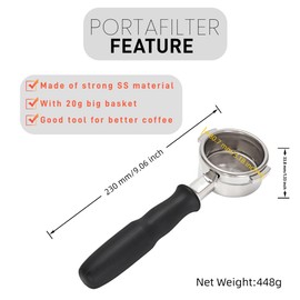 Bottomless Portafilter for La Marzocco Espresso Coffee Machine with 22g Filter Basket for GS3, LINEA CLASSIC, FB70, FB80, GB5 etc, Rubber Handle Replacement 58MM