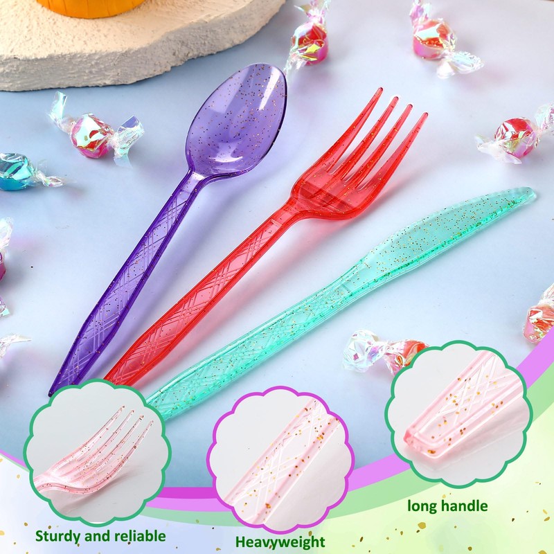 Zhehao 405 Pcs Hard Plastic Utensils Plastic Silverware Set Cutlery