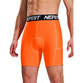 Nepest Men's 4D Padded Bike Shorts Cycling Underwear Padding Bicycle Mountain Biking MTB Liner Riding Gear Orange/Orange,XXL