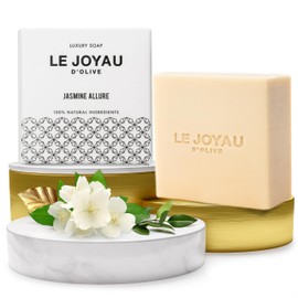 LE JOYAU D’OLIVE Artisanal Handmade Soap, 100% Natural Cleanser, JASMINE ALLURE, Naturally Cured for 5 Long Months, Vegan Biodegradable Handcrafted Bath Soap for All Skin Types, Pack of 1 Bar