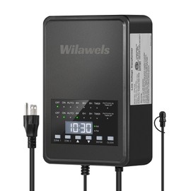 WILAWELS 300W Low Voltage Landscape Transformer, 2 Zone Independent Control 120VAC to 12/14V AC Low Voltage Transformer, Landscape Lighting Transformer with Timer & Photocell Sensor ETL Listed D26LT06