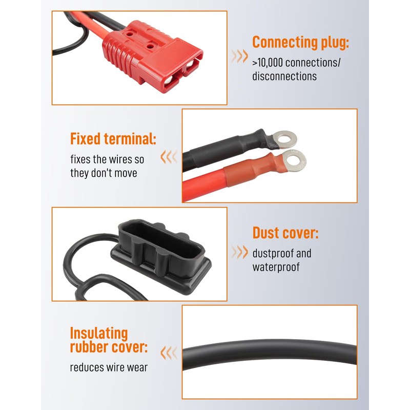 Quaneguzy Quick Disconnect Winch Power Cable 4 Gauge 4 AWG