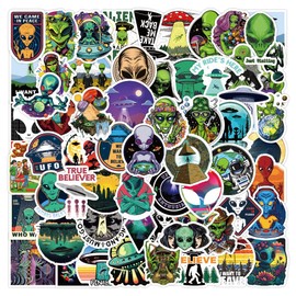 AUCEKO 62 Pieces Alien Sticker Pack Space Alien Sticker Set Waterproof Vinyl Sticker for Laptop Children Cars Motorcycle Bicycle Skateboard Luggage Suitcase Computer Sticker Graffiti Decal