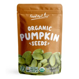 Food to Live Organic Raw Pepitas, 8 Ounces — Non-GMO, Pumpkin Seed Kernels, Unsalted, No Oil, No Shell, Vegan, Kosher, Bulk. Keto Snack.