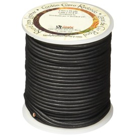 Tandy Leather Round Leather Lace 2mm x 25 yds (22.9 m) Black 5050-01