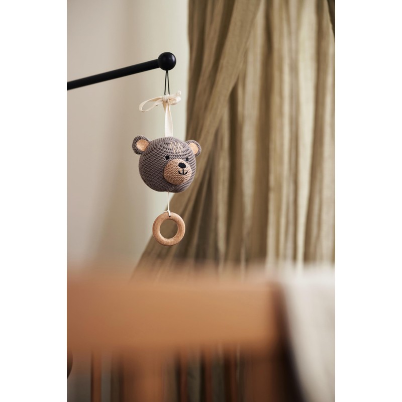 Jollein 043-001-67078 Stoff Spieluhr Bär grau/braun