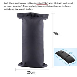 2Pcs Fillable Sandbags, Outdoor Weatherproof Umbrella Base Weights Sandbag, 44LBS Heavy Duty Weight Bags for Outdoor Garden Patio Umbrellas Cantilever Patio Umbrella Canopy Tent Trampoline Furniture
