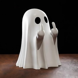 【Christmas Gift】Cute Ghost Figurine - Spooky Resin Ghost Statue, Cute Ghost Decor for Home Decorations, Porch and Indoor Spooky Home Decor Ornaments - Color: Ghost (1 Figurine)