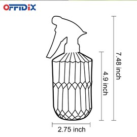 OFFIDIX Glass Spray Bottle, Fine Mist Plant Mister, Handheld Pressure Watering Can,Adjustable Nozzle Glass Spray Bottle,0.43L/15.17oz Handheld Spray Bottles for Garden Plants Cleaning Solutions（Gray）