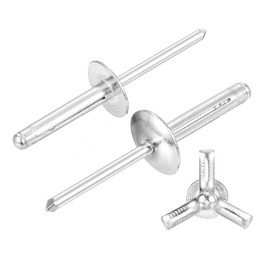 sourcing map 50Pcs 3/16"x1" Aluminum Large Head Tri Grip Rivets, Large Flange Tri Grip Rivets for DIY, Sheet Metal, Automotive Repairs, Furniture, Marine Boat (Silver)