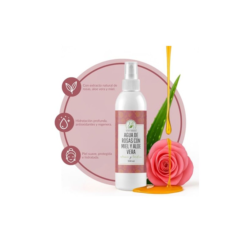 Agua de Rosas, Miel Orgánica & Aloe Vera Hidratante Facial