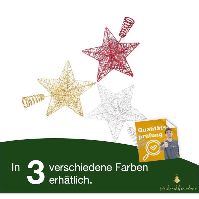 Weihnachtswunder® Tree Topper Red Star - Christmas Tree Topper Tree
