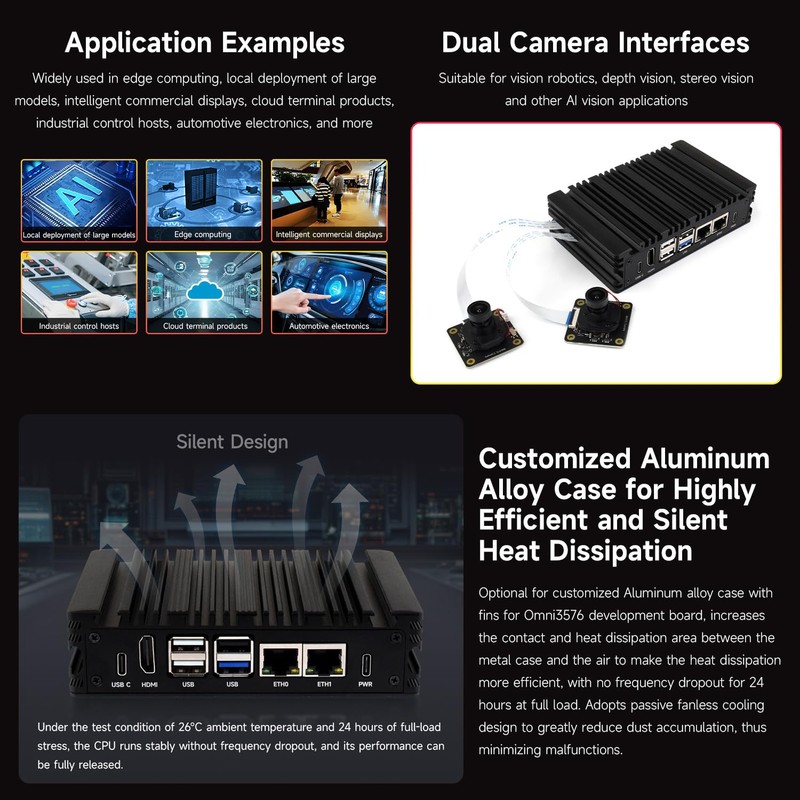 waveshare Luckfox Core3576 Edge Computing Development Board, Rockchip RK3576 Octa-Core