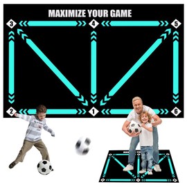 Gobesty Football Training Mat, 90x60cm Football Footstep Training Mat, Soccer Training Mat, Non-Slip Football Mastery Mat, Football Agility Training Equipment for Kids Football Soccer Training, Black