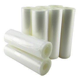Embossed (Channeled) Vacuum Sealer Rolls 11" x 20' - 8 pack (160ft total) Clear BPA Free Commercial Grade Heavy Duty 3.5-5.0 mil Thick, Airtight Food Storage, Sous Vide, Meal Prep - No Cores
