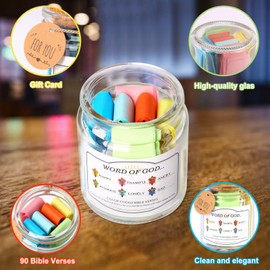 Bible Verse Jar, Hope Jar, Color Coded Bible Verses in a Jar, Christian Gifts for Women, Birthday Gifts for Women, Bible Study Supplies(Turquoise Blue)